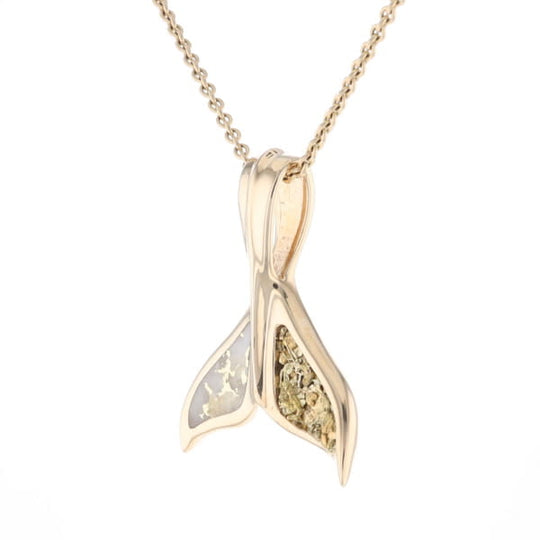 Whale Tail Necklaces Natural Gold Quartz and Nuggets Inlaid Pendant