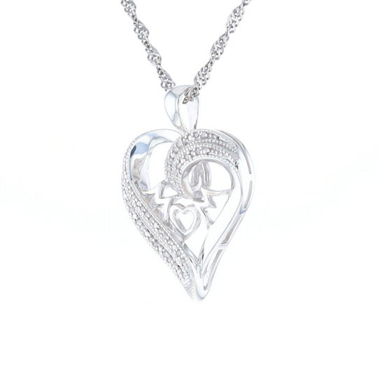 "MOM" Diamond Heart Pendant