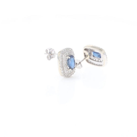Double Halo Sapphire Earrings