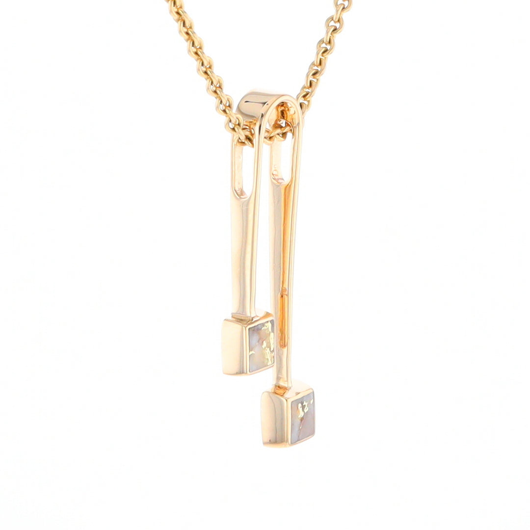 Gold Quartz 2 Square Curved Bar Pendant