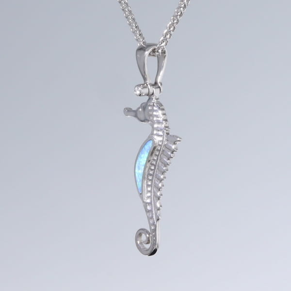 Opal Pendant Inlaid Realistic Sea Horse Design