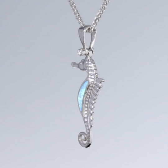 Opal Pendant Inlaid Realistic Sea Horse Design