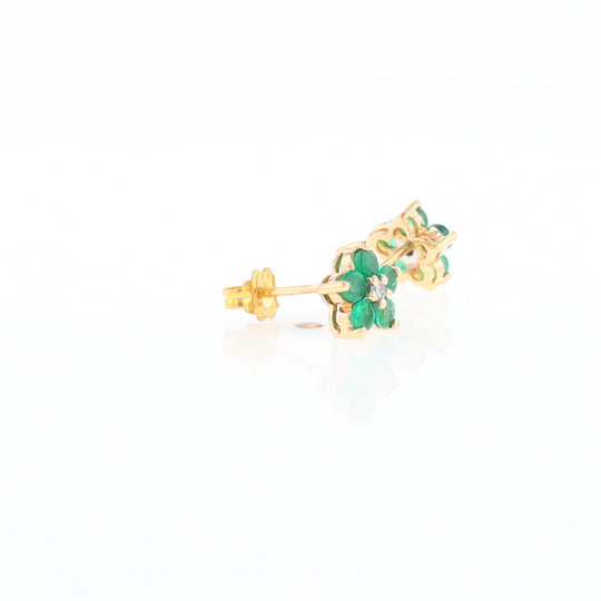 Emerald Flower Stud Earrings