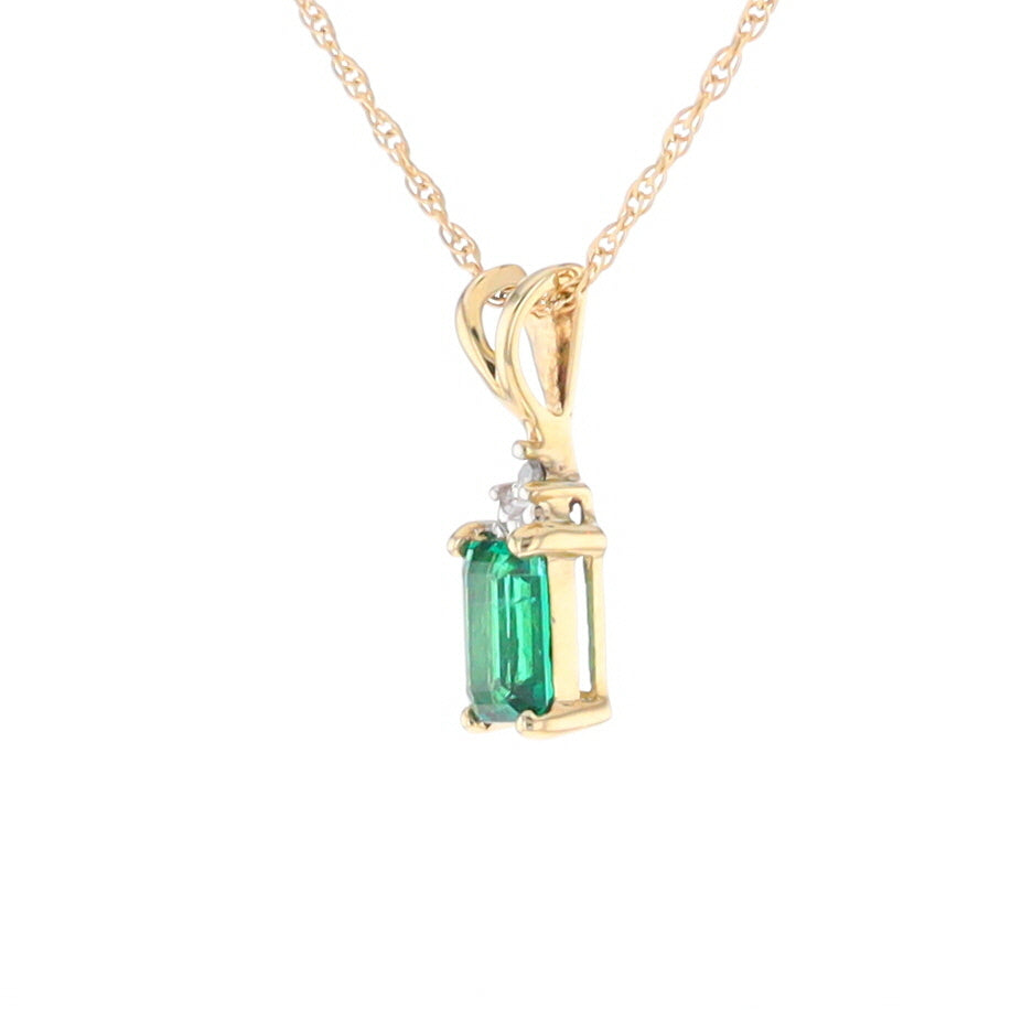 Synthetic Emerald Pendant with Diamond Accents