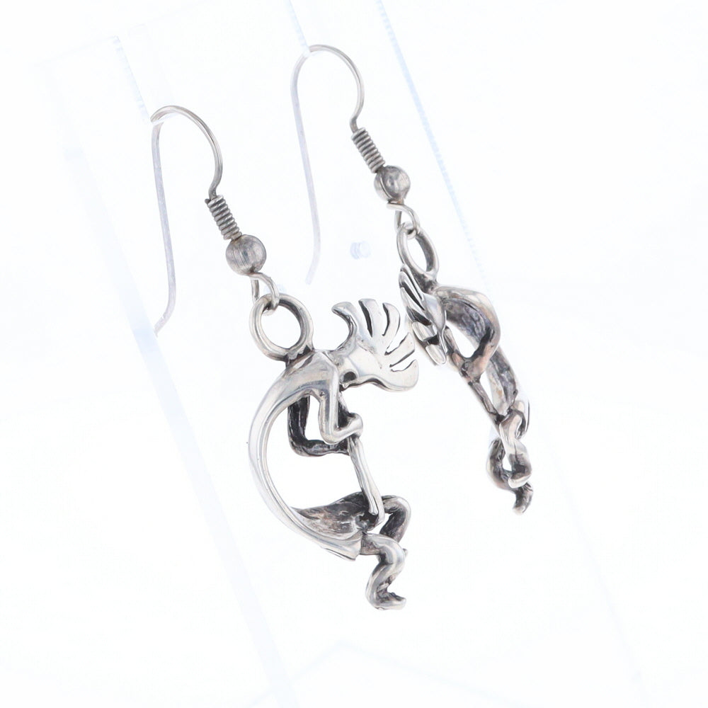 Silver Kokopelli Dangle Earrings