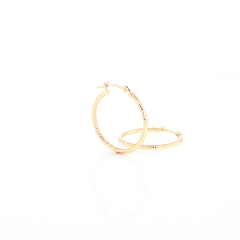 Gold Ribbed Hoop Earrings