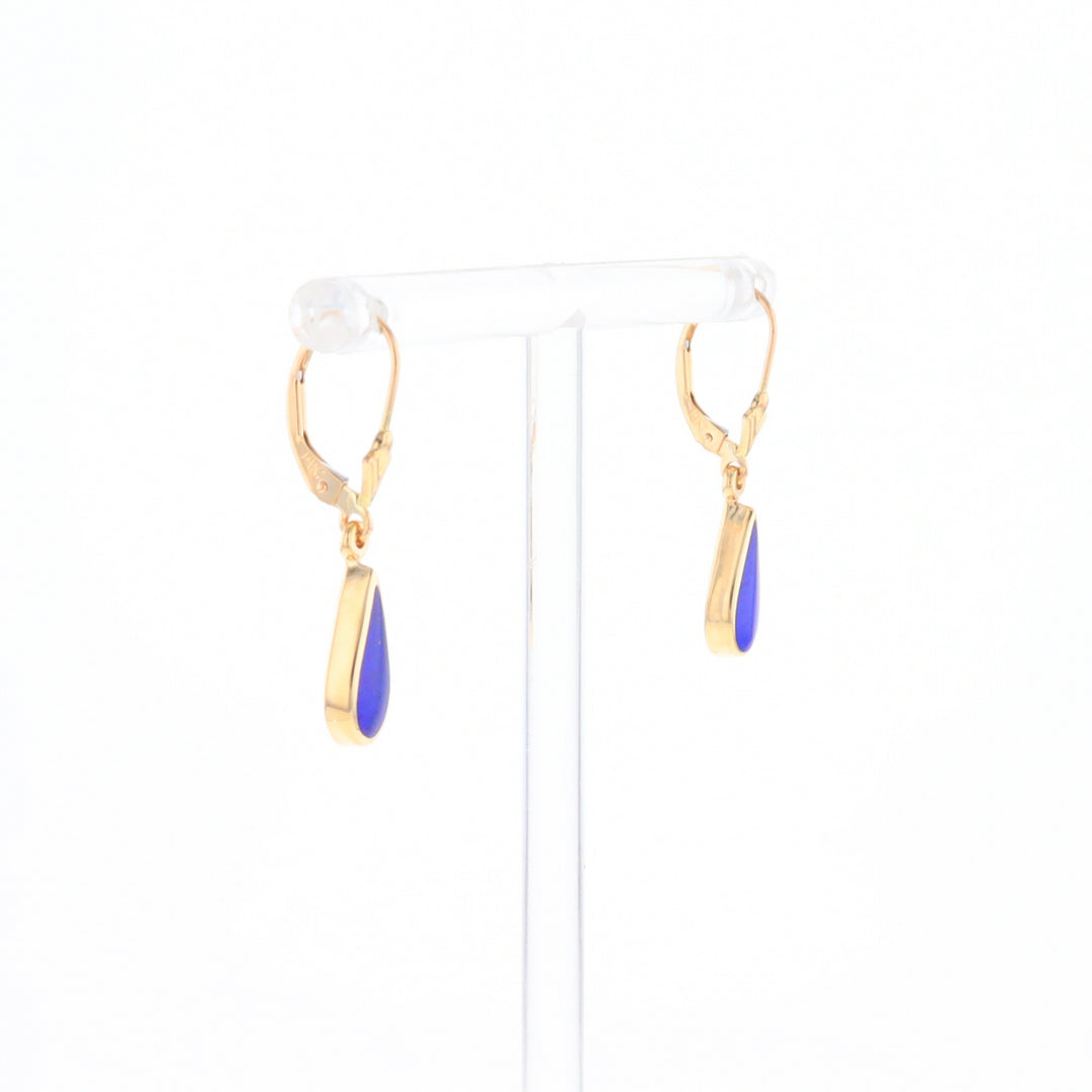 Lapis Tear Drop Inlaid Lever Backs