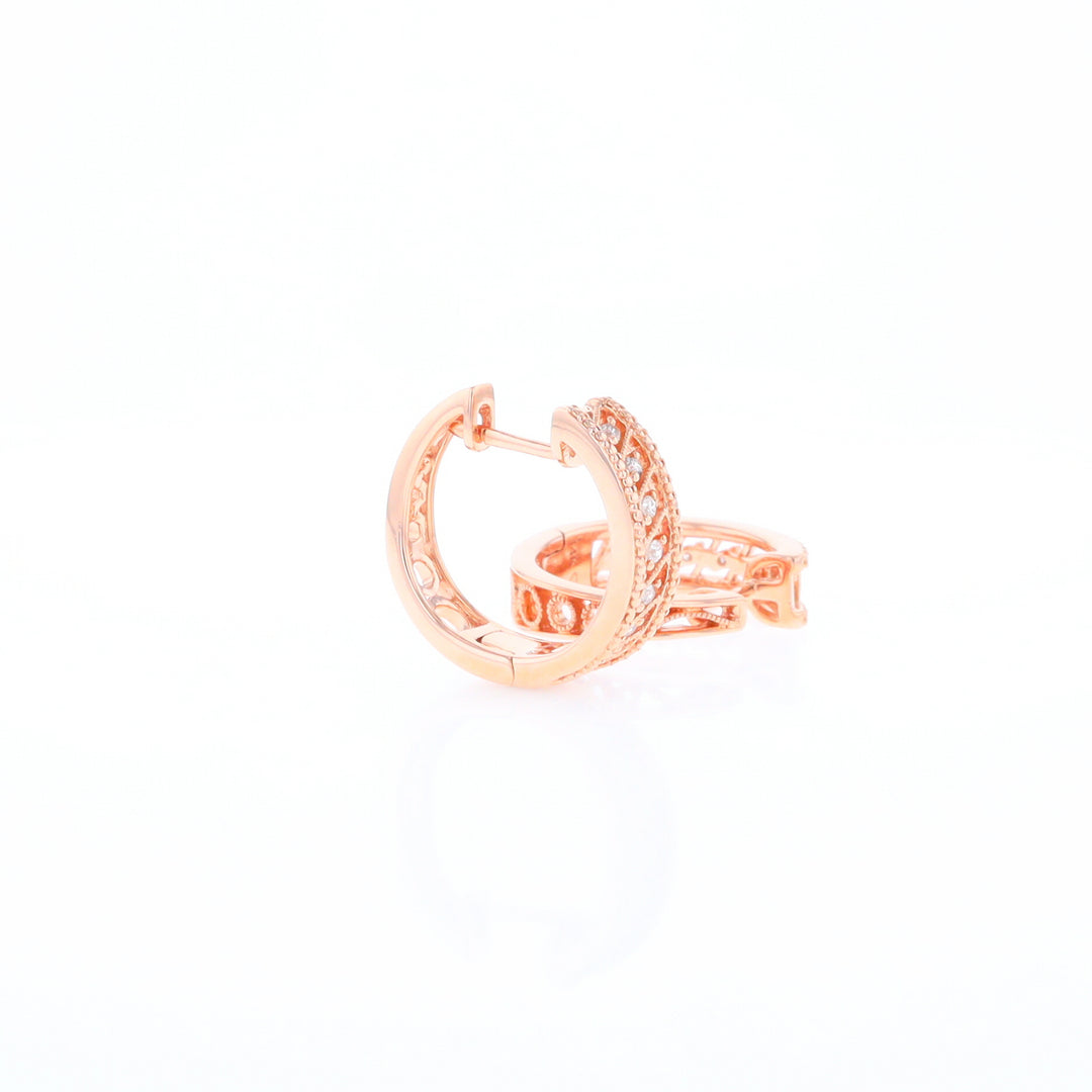 Rose Gold Diamond Hoop Earrings