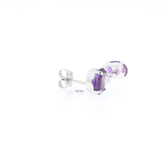 Oval Amethyst Stud Earrings