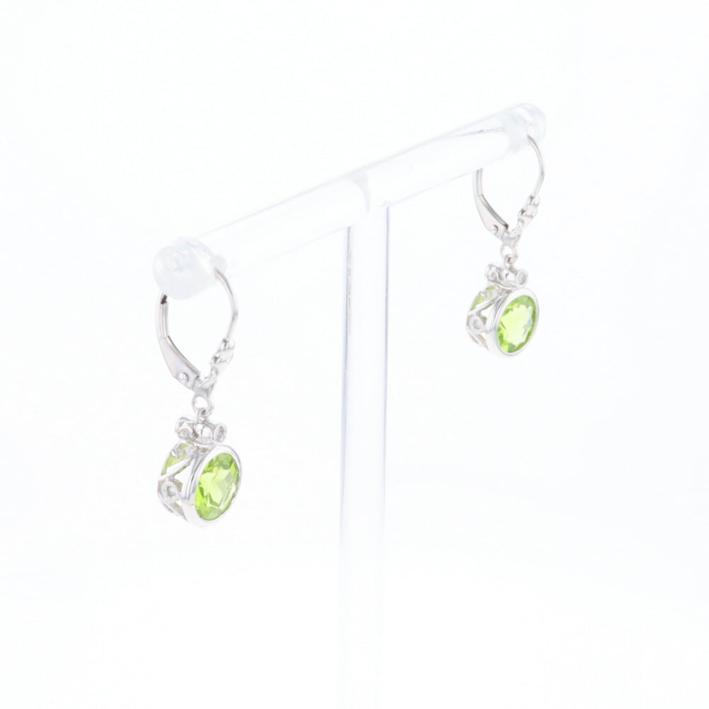 Peridot Dangle Earrings with Diamond Accents