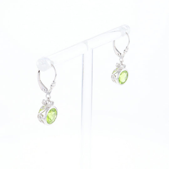 Peridot Dangle Earrings with Diamond Accents
