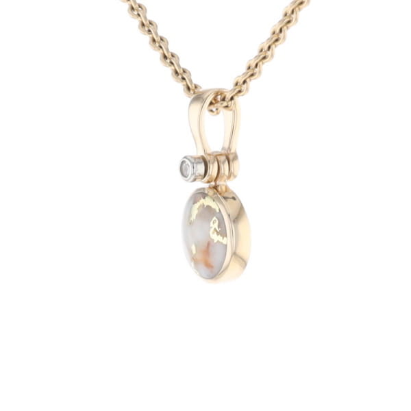 Round Gold Quartz Inlaid Pendant