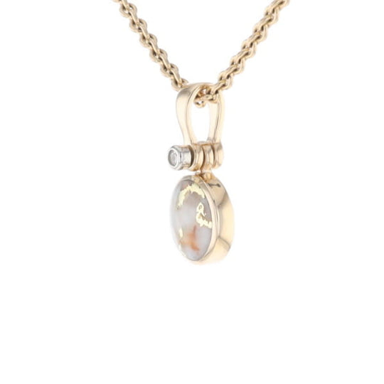 Round Gold Quartz Inlaid Pendant