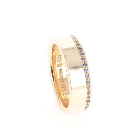Men's Blue Sapphire Wedding Band Contemporary Design