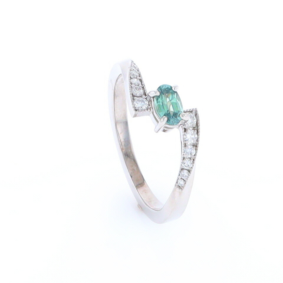 Alexandrite Twist Ring with Diamond Accents