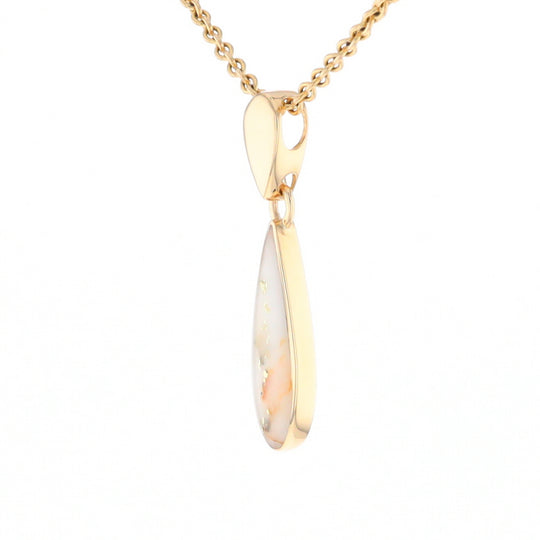 Gold Quartz Necklace Tear Drop Inlaid Pendant