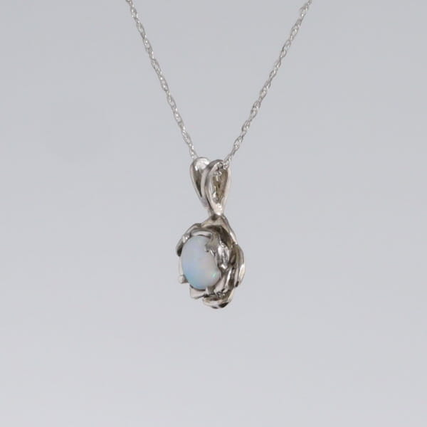 White Opal Flower Pendant