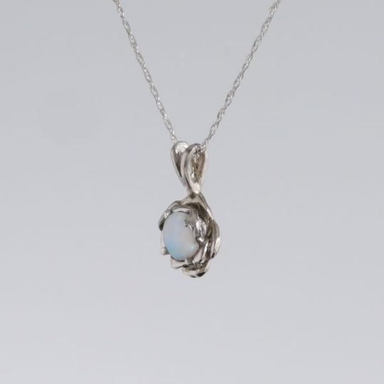 White Opal Flower Pendant