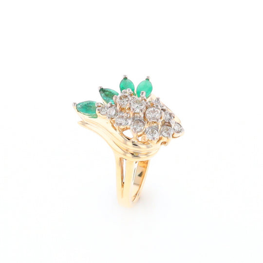 Emerald and Diamond Cluster Ring