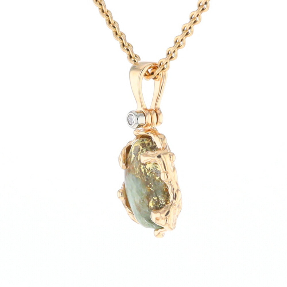 Serpentine & Gold Quartz Freeform Pendant