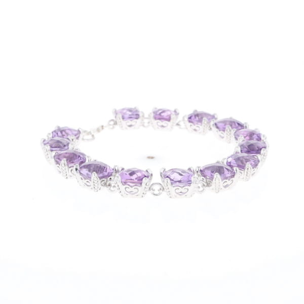 Amethyst Bracelet With Silver Filigree
