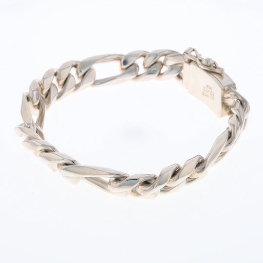 Sterling Silver Wide Figaro Bracelet