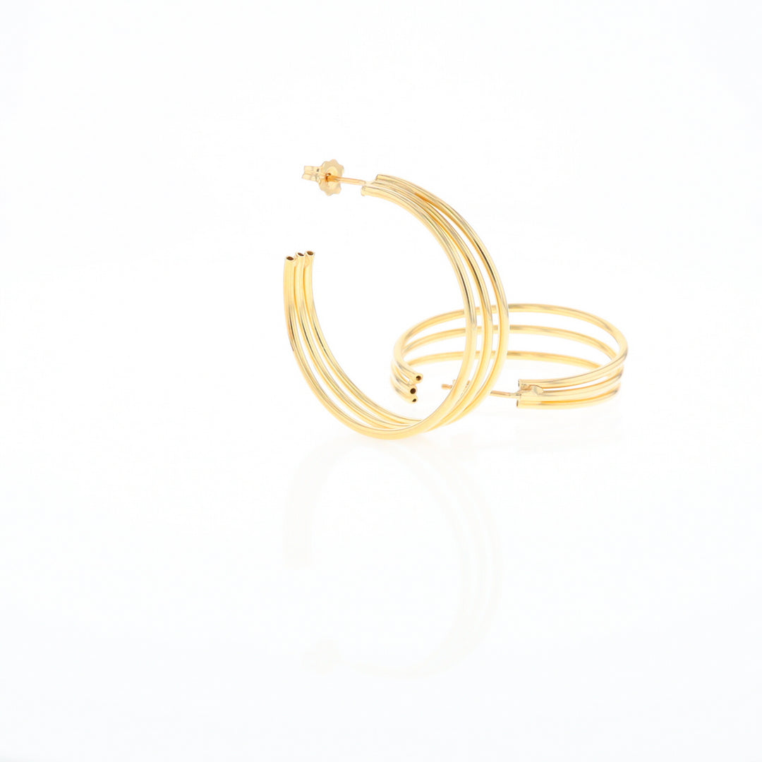 Three Bar Gold Hoop Earrings