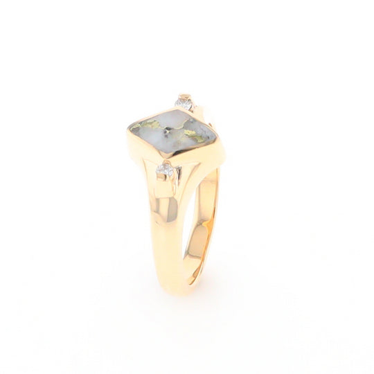 G2 Gold Quartz Ring Diamond Shape Inlaid with 0.05ctw Round Diamonds