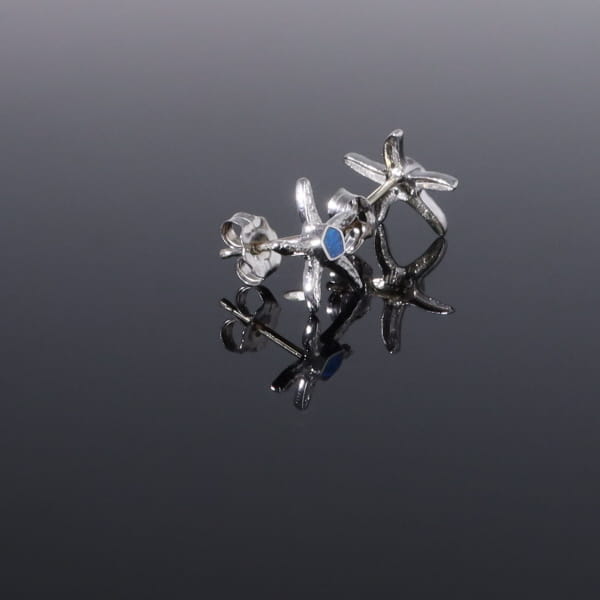 Opal Earrings Inlaid Realistic Star Fish Design