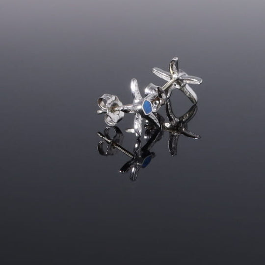 Opal Earrings Inlaid Realistic Star Fish Design