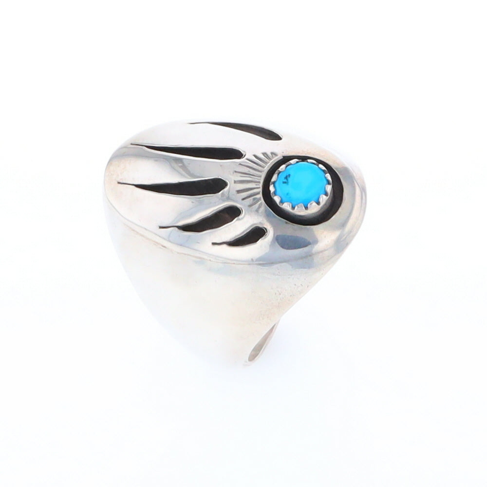 Mens Native Turquoise Bear Claw Ring