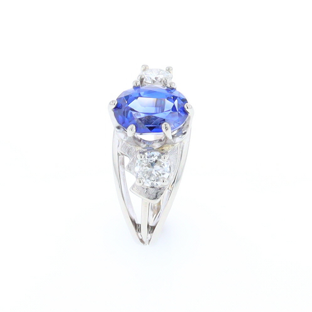 Oval Sapphire Ring with Diamond Side Accents