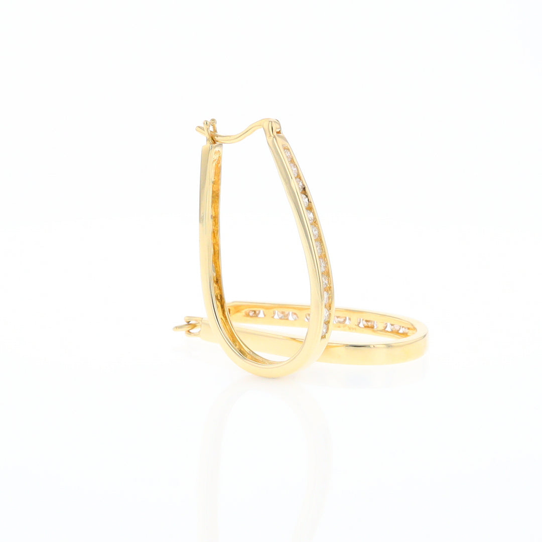 U-Shaped Channel Set Diamond Hoop Earrings