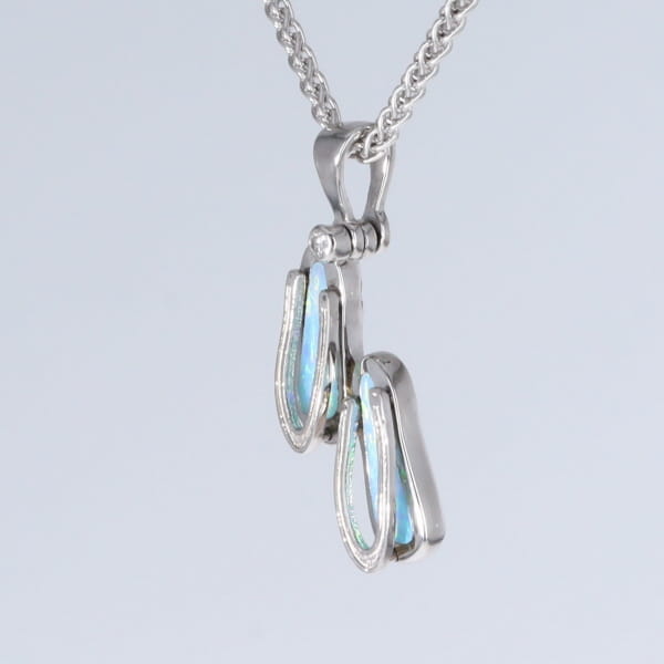 Opal Pendant Sandals Double Inlaid Design with .02ct Round Diamond
