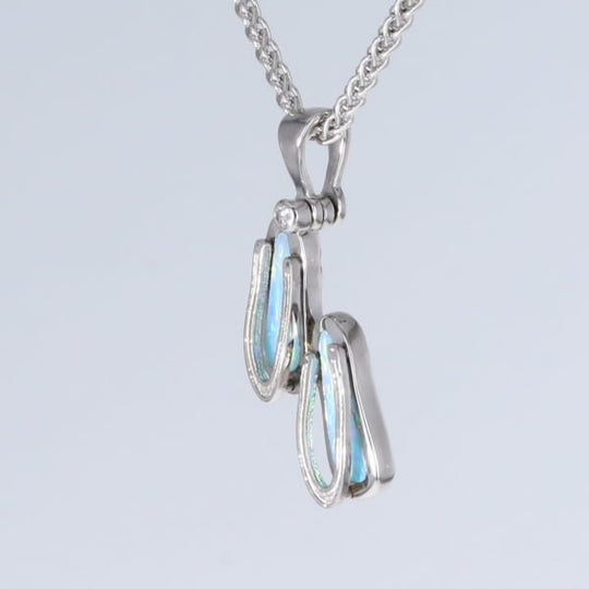 Opal Pendant Sandals Double Inlaid Design with .02ct Round Diamond