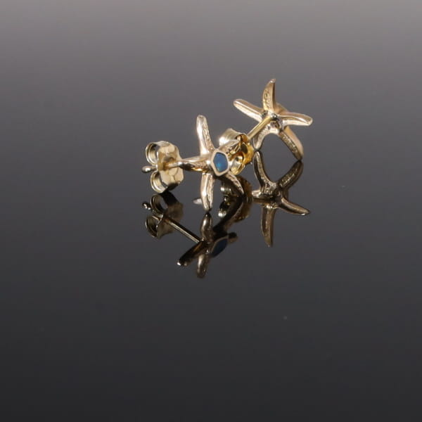 Opal Earrings Inlaid Realistic Star Fish Design Studs
