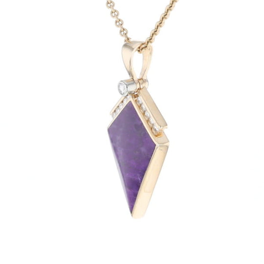 Sugilite Kite Shape Inlaid Pendant with 0.19ctw Diamonds