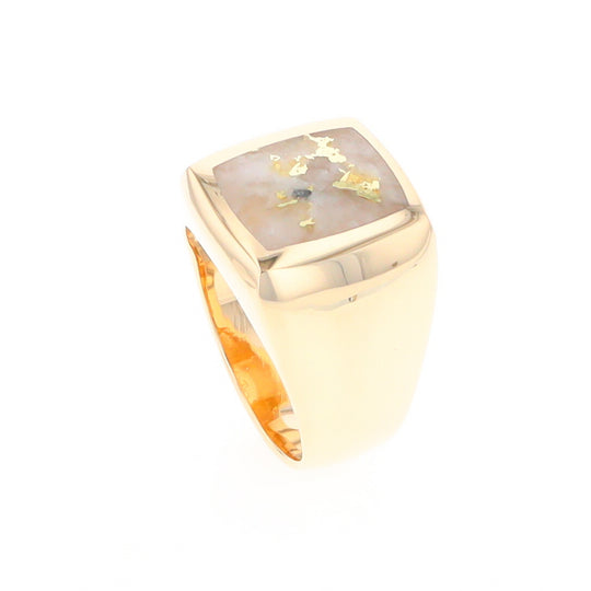 Natural Gold Quartz Men's Ring