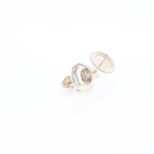 Sterling Silver Gold Quartz Inlaid Circle Stud Earrings - G3