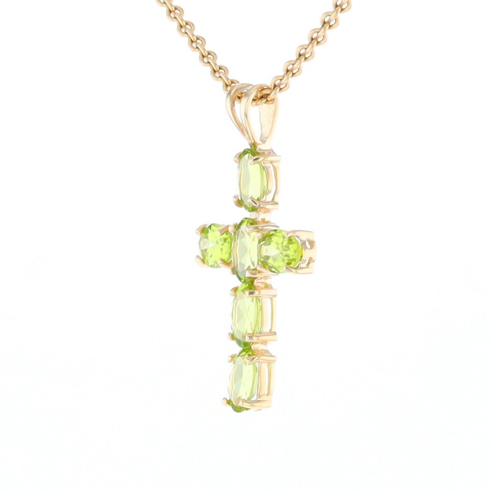 Oval Peridot Cross Pendant