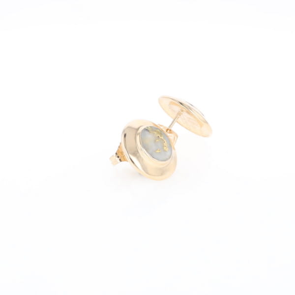 Superior Quality Gold Quartz Inlaid Circle Stud Earrings
