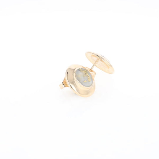 Superior Quality Gold Quartz Inlaid Circle Stud Earrings