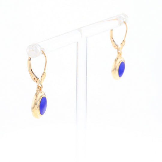 Oval Lapis Inlaid Earrings