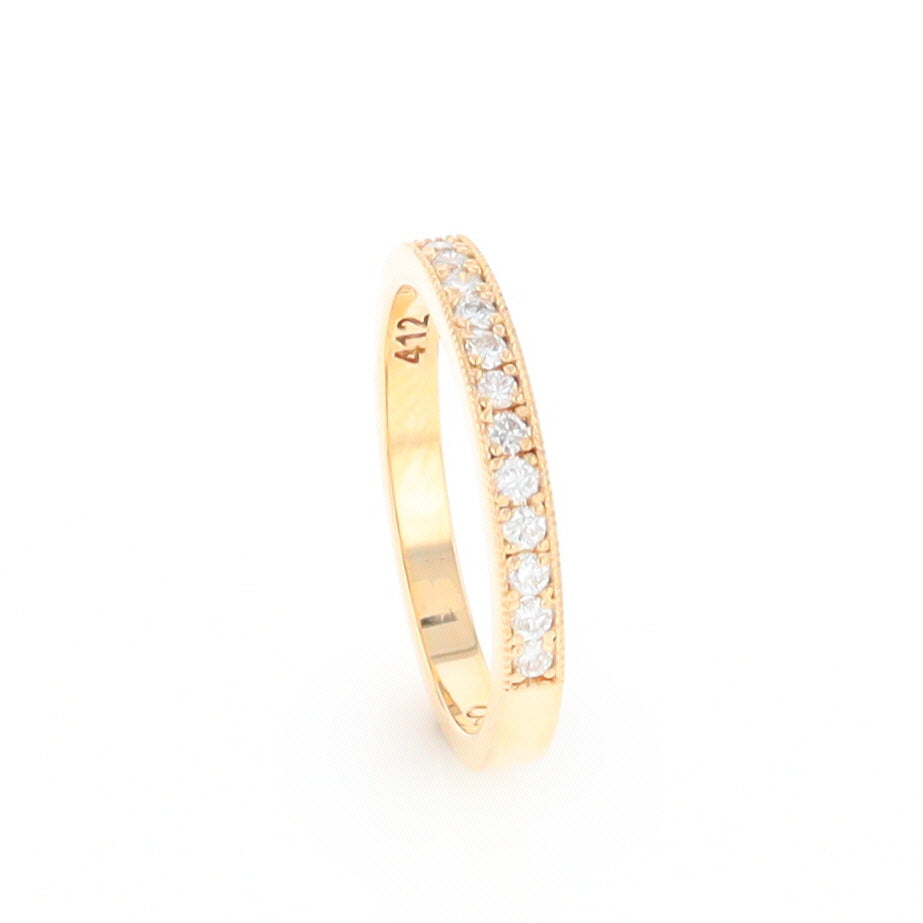 Yellow Gold Milgrain Diamond Wedding Band