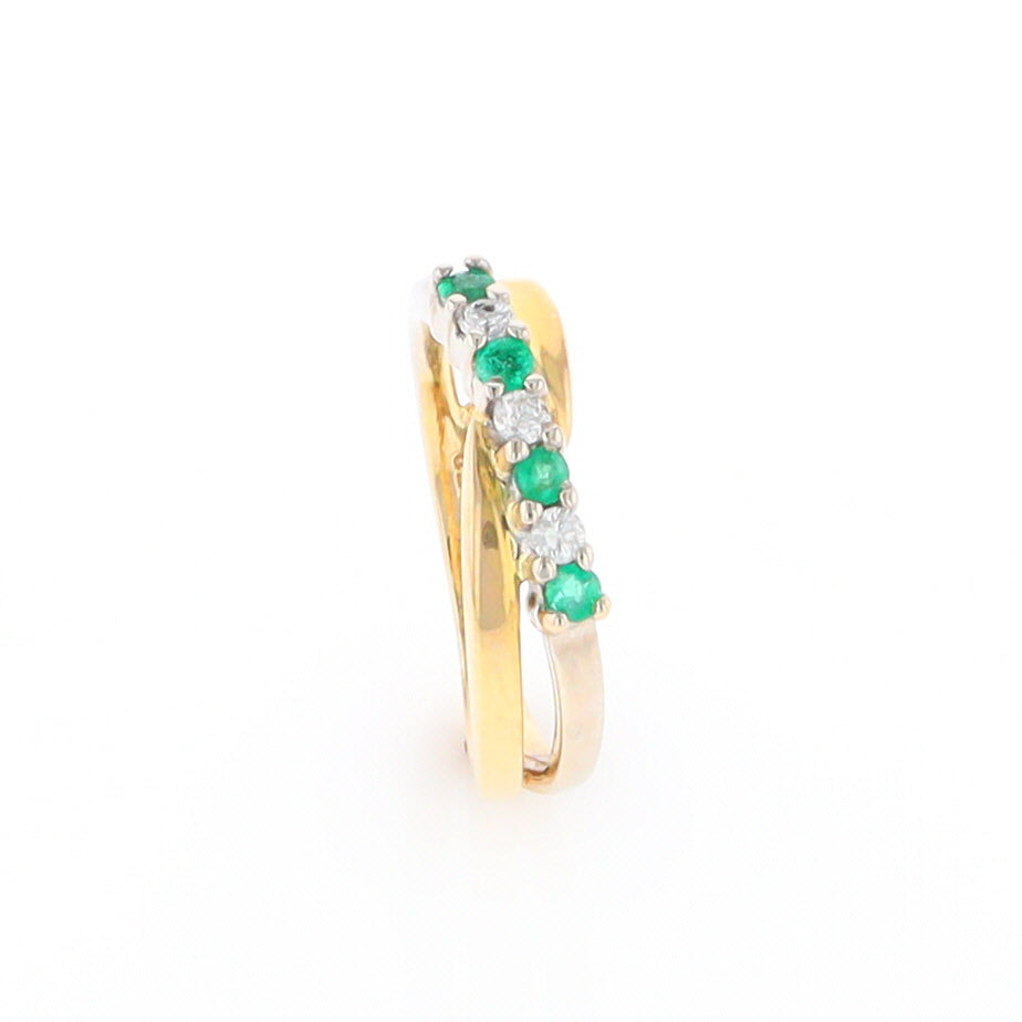 Emerald and Diamond Crossover Ring