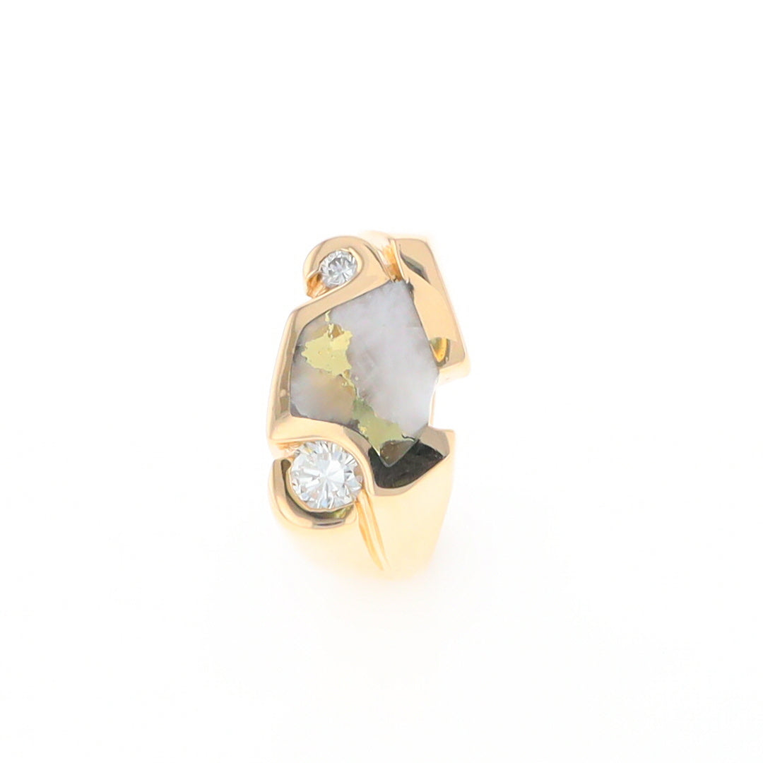 Gold Quartz Ring Geometric Shape Inlaid with 0.30ctw Round Diamonds