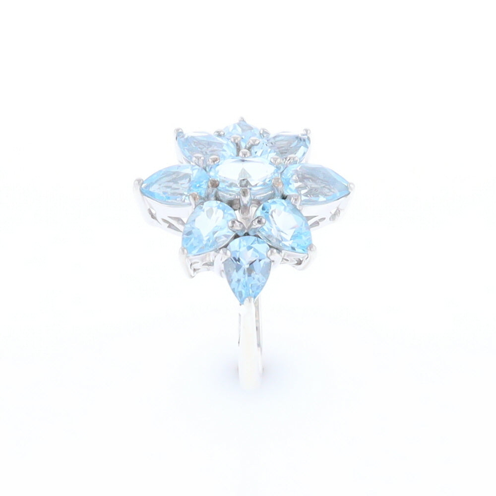 Blue Topaz Flower Ring