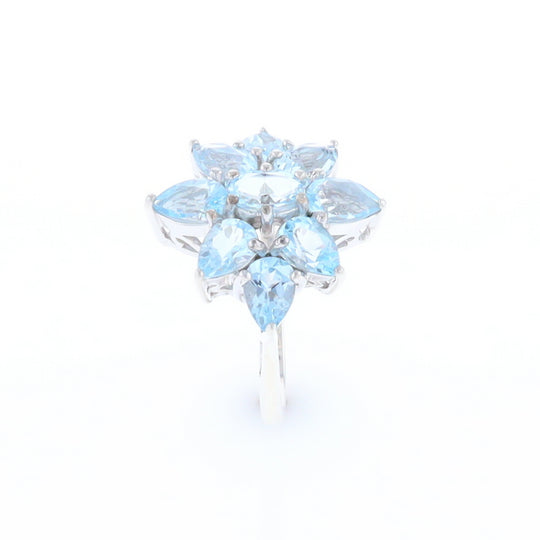 Blue Topaz Flower Ring