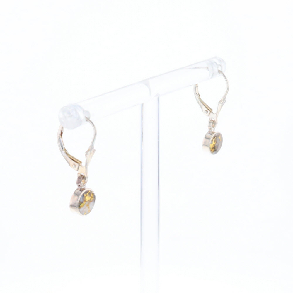 Gold Quartz Inlaid Round Bezel Earrings