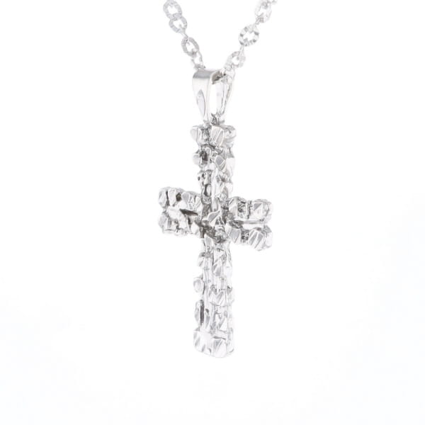 Sterling Silver Nugget Pattered Cross Necklace